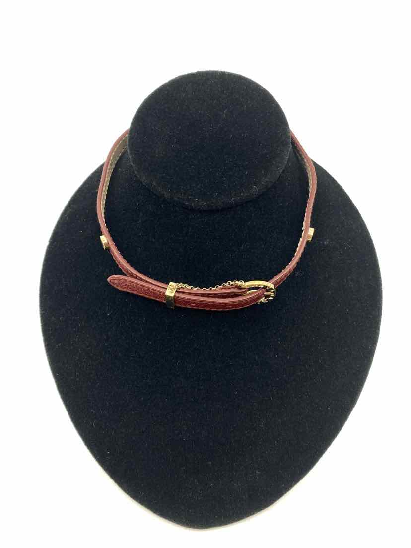 BVLGARI Burgundy Leather Necklace