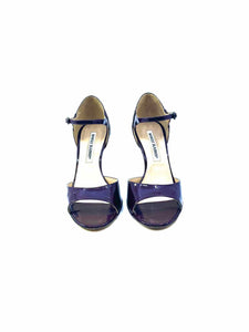 MANOLO BLAHNIK Size 5.5 Burgundy Patent Leather Pumps