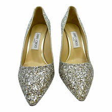 Load image into Gallery viewer, JIMMY CHOO Size 9 Silver glitter Solid Pumps
