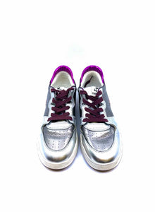ISABEL MARANT Size 7 Silver, Pink Leather Metallic Solid Sneakers