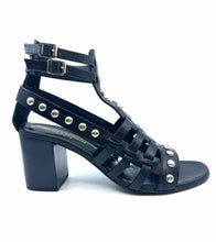 Load image into Gallery viewer, YVES SAINT LAURENT Size 9 Black Leather Solid Sandals
