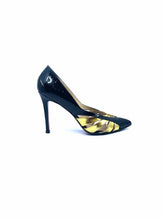 Load image into Gallery viewer, CHRISTIAN LOUBOUTIN Size 8.5 Black, gold Patent Leather Pumps
