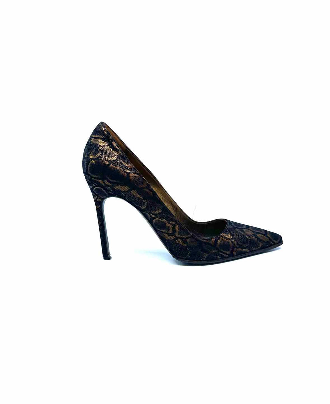 MANOLO BLAHNIK Size 8.5 Bronze Lizard Pumps