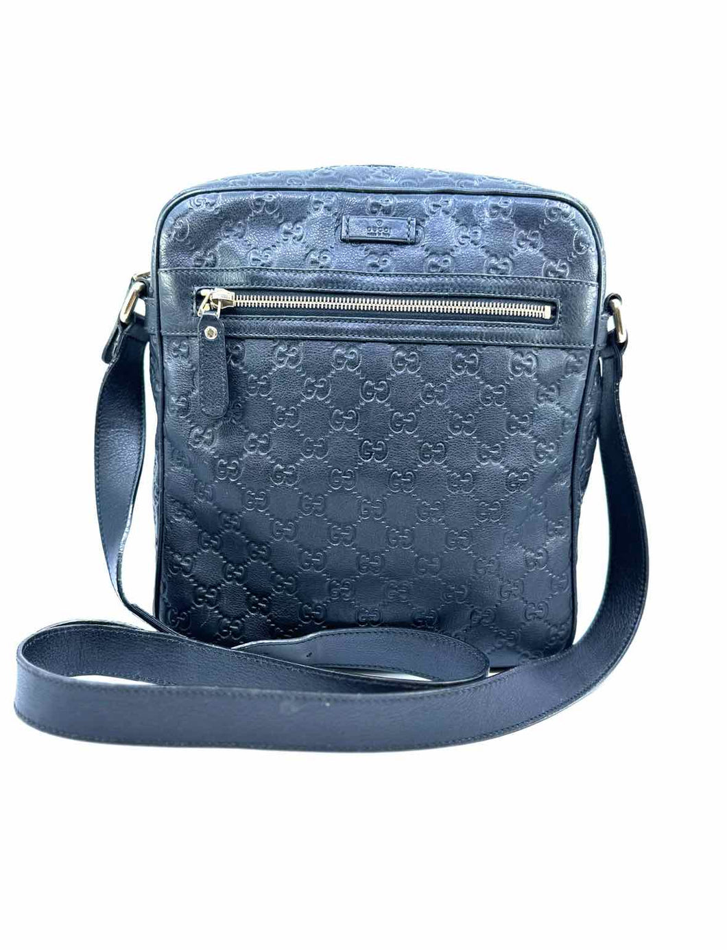 GUCCI Black Leather Monogram Handbag
