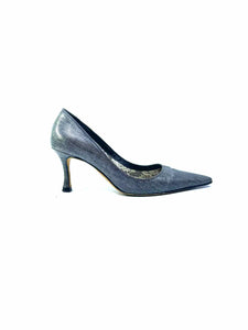MANOLO BLAHNIK Size 8 Grey Canvas Solid Pumps