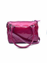 Load image into Gallery viewer, BURBERRY Raspberry Patent Leather Plaid Handbag

