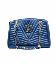 Load image into Gallery viewer, LOUIS VUITTON New Wave Chain Tote Black Leather Quilted Chevron print Handbag
