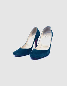 CHRISTIAN LOUBOUTIN Size 9 Green Suede Pumps