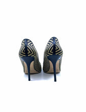 Load image into Gallery viewer, JIMMY CHOO Size 12 Gold, Black Weaved Pumps
