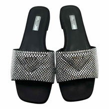Load image into Gallery viewer, PRADA Satin Crystal Slide | 9

