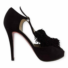 Load image into Gallery viewer, CHRISTIAN LOUBOUTIN Para La Cruz Size 8.5 Black Suede Solid Sandals
