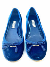 Load image into Gallery viewer, PRADA Size 6.5 Blue Velvet Solid Flats
