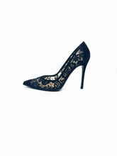 Load image into Gallery viewer, GIANVITO ROSSI Size 9 Black Suede Lace Pumps
