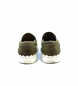 CHLOE Size 7 Olive Suede Sneakers
