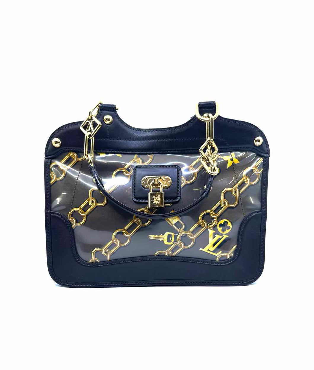 LOUIS VUITTON Charms Cabas Vintage Brown Leather Pvc Handbag