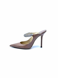 JIMMY CHOO Bing Size 6.5 Nude Patent Leather Solid Mules