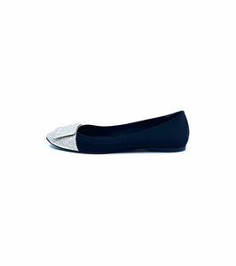 ROGER VIVIER Size 9.5 Black Satin Flats