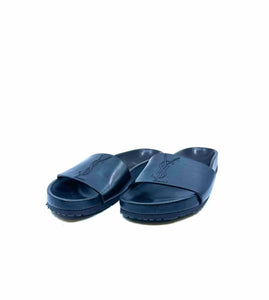 YVES SAINT LAURENT Size 6.5 Black Leather Solid Sandals