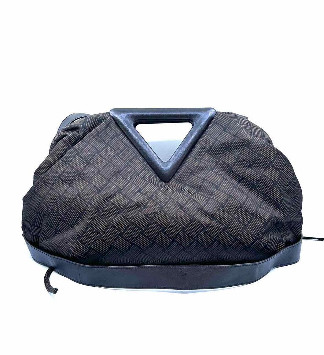 BOTTEGA VENETA Triangle Bag Brown Canvas Checkered Handbag