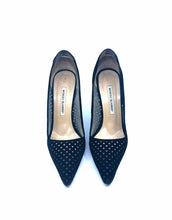 Load image into Gallery viewer, MANOLO BLAHNIK Size 9 Black Suede Perforated Pumps
