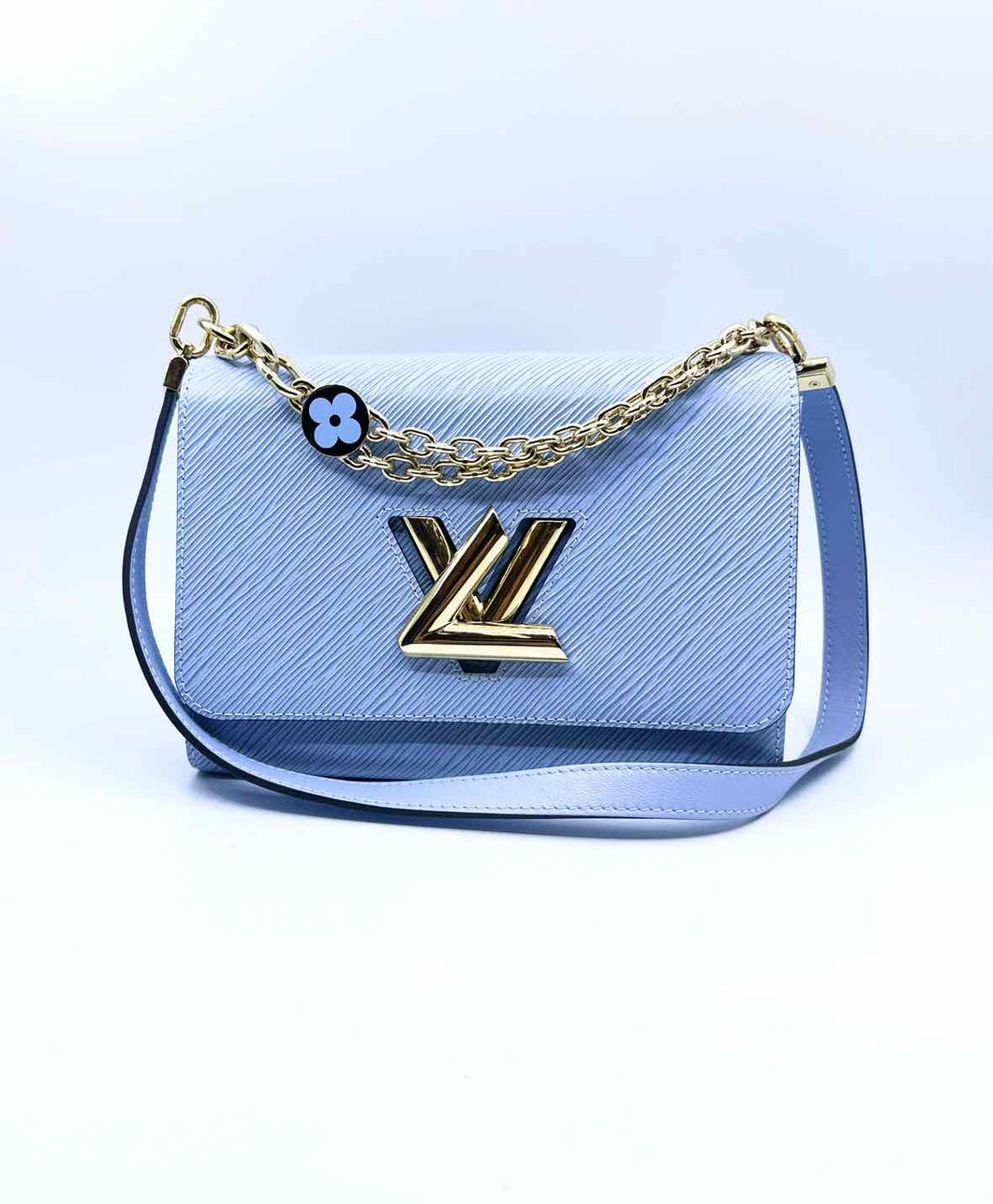 LOUIS VUITTON Blue Jean Epi Twist MM Blue Leather Solid Epi Handbag