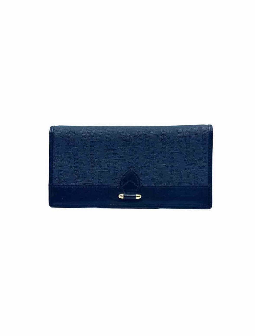 CHRISTIAN DIOR Black Coated canvas Leather Monogram Wallet