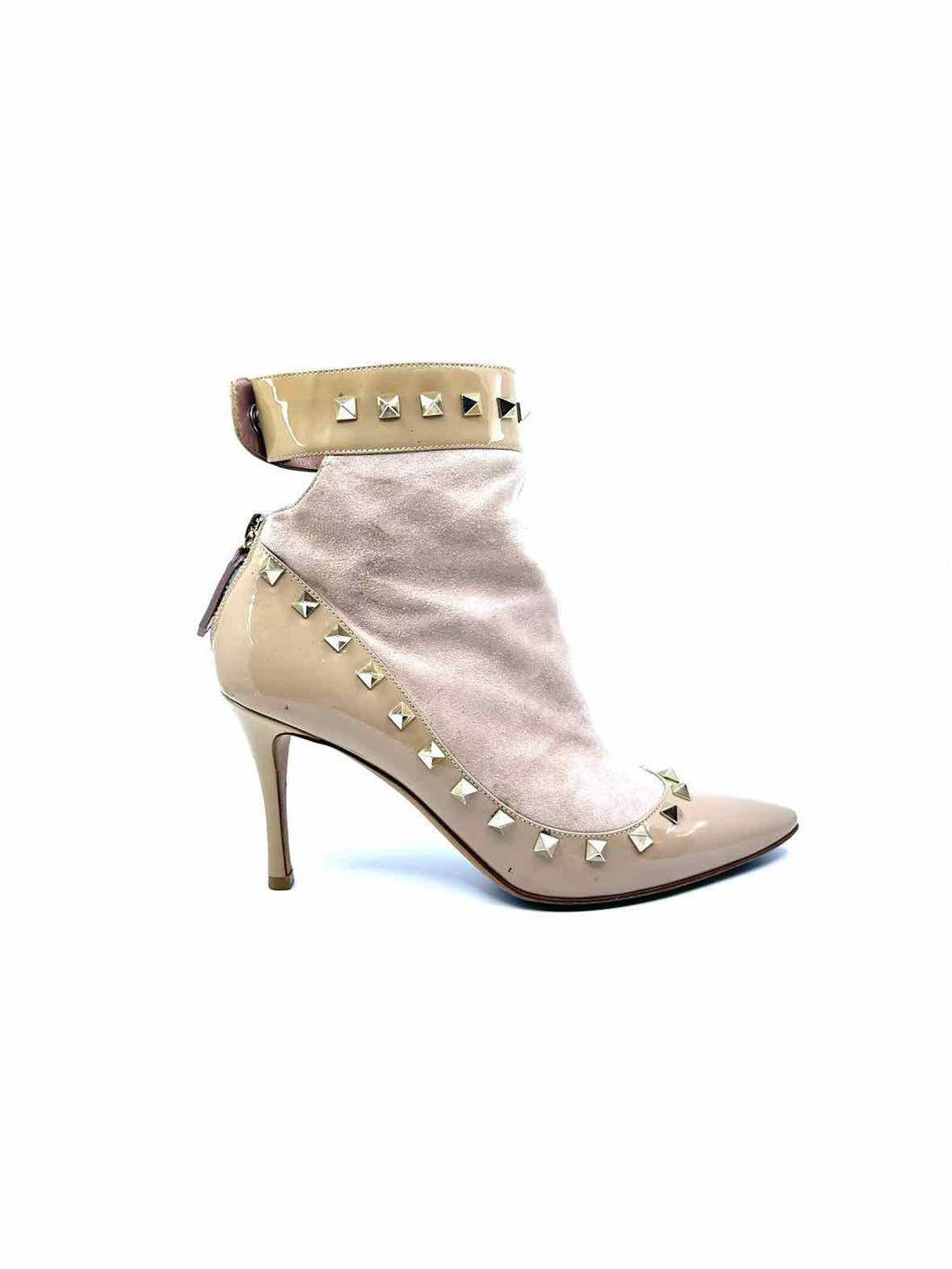 VALENTINO GARAVANI Size 7.5 Beige Patent Leather Ankle Boot
