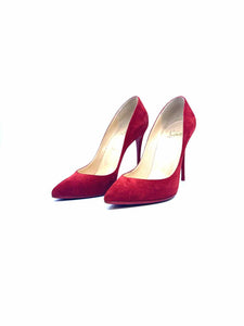 CHRISTIAN LOUBOUTIN Size 9.5 Red Suede Pumps