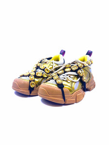 GUCCI Size 6 Gold Leather Sneakers