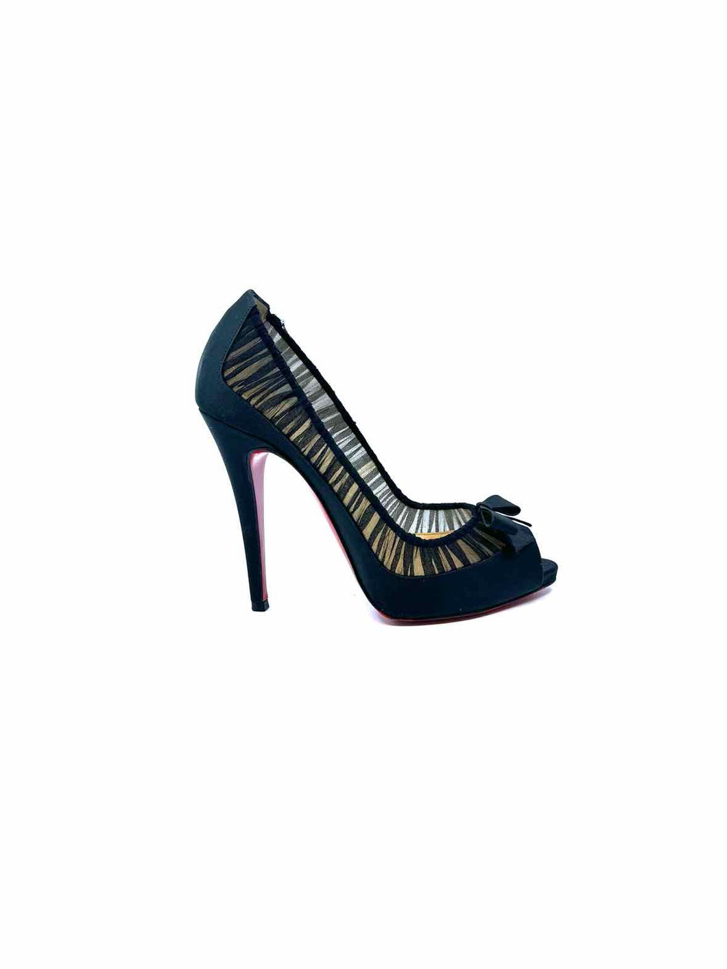 CHRISTIAN LOUBOUTIN Size 9 Black Satin Mesh Solid Pumps