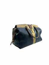 Load image into Gallery viewer, YVES SAINT LAURENT Cabas Handbag Navy, Beige Leather Solid Handbag
