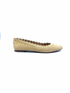 CHLOE Size 7.5 Beige Suede Flats