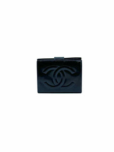 CHANEL Black Leather Solid Wallet