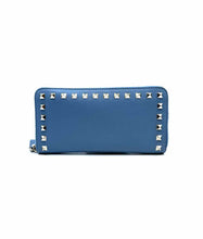 Load image into Gallery viewer, VALENTINO Continental Blue Leather Rockstud Wallet
