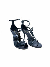 Load image into Gallery viewer, YVES SAINT LAURENT Cassandra Size 11 Black Patent Leather Solid Sandals
