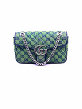 Load image into Gallery viewer, GUCCI Navy, Green Canvas Monogram Handbag
