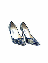 Load image into Gallery viewer, JIMMY CHOO Size 12 Gold, Black Weaved Pumps
