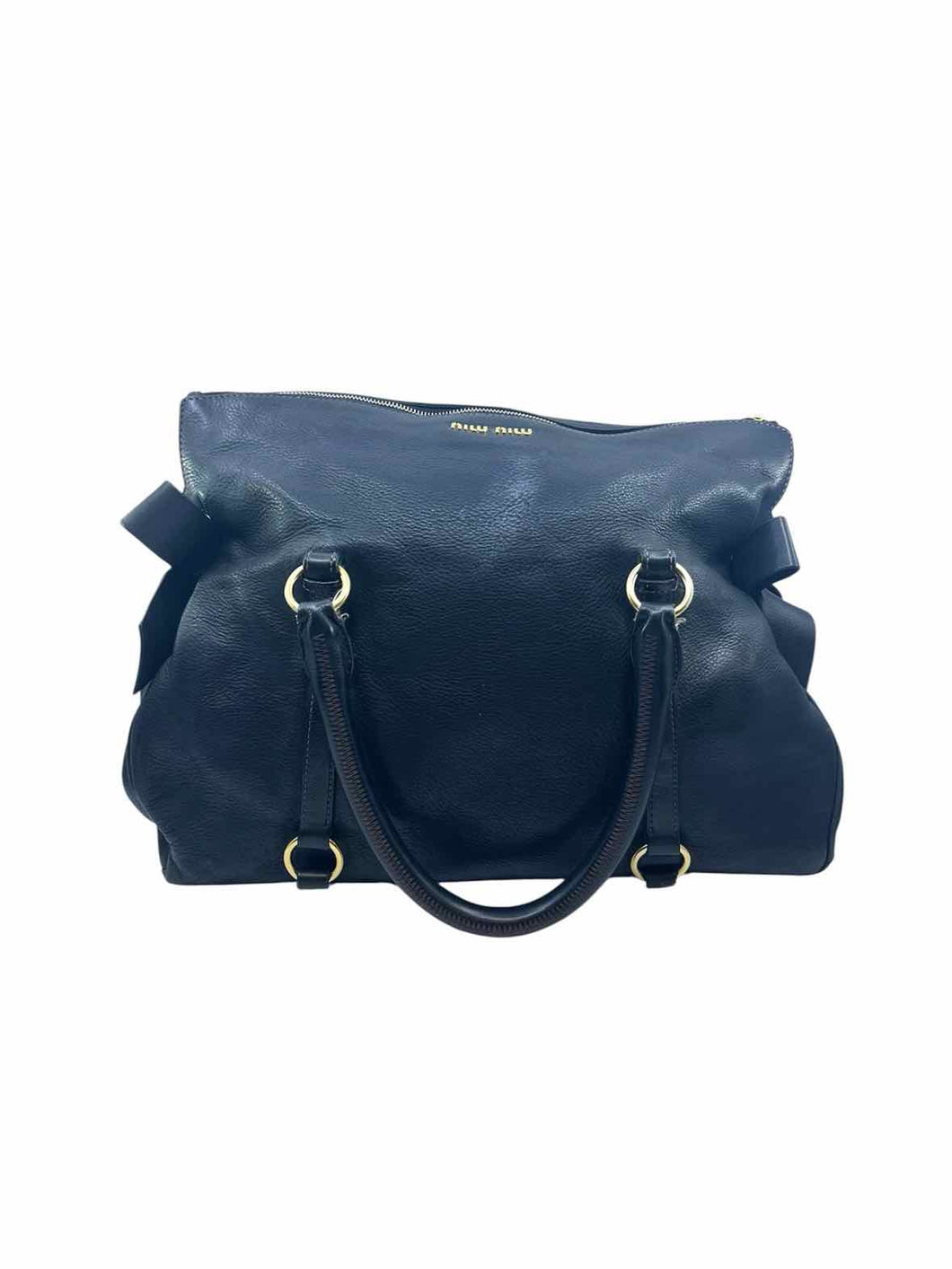 MIU MIU Black Leather Solid Handbag
