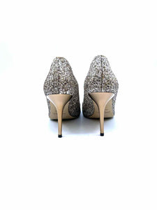 JIMMY CHOO Size 7 Gold Leather Sparkle Pumps