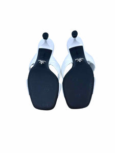 PRADA Size 7.5 White Leather Quilted Mules
