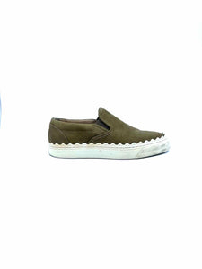 CHLOE Size 7 Olive Suede Sneakers