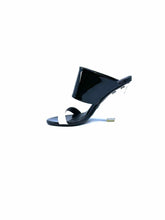 Load image into Gallery viewer, BALMAIN Size 7 black, white Patent Leather Mules
