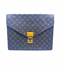 LOUIS VUITTON BROWN & BEIGE Coated canvas Clutch
