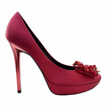 Load image into Gallery viewer, ROGER VIVIER Size 8.5 Hot Pink Satin Sequined Pumps
