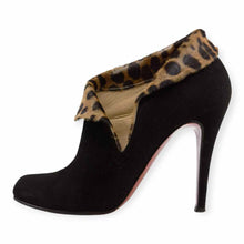 Load image into Gallery viewer, CHRISTIAN LOUBOUTIN Charme Size 9.5 Black, Brown Suede Cheetah print Ankle Boot
