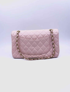 CHANEL Light Pink Leather Quilted caviar Handbag