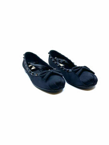 VALENTINO Size 11 Black Satin Solid Flats