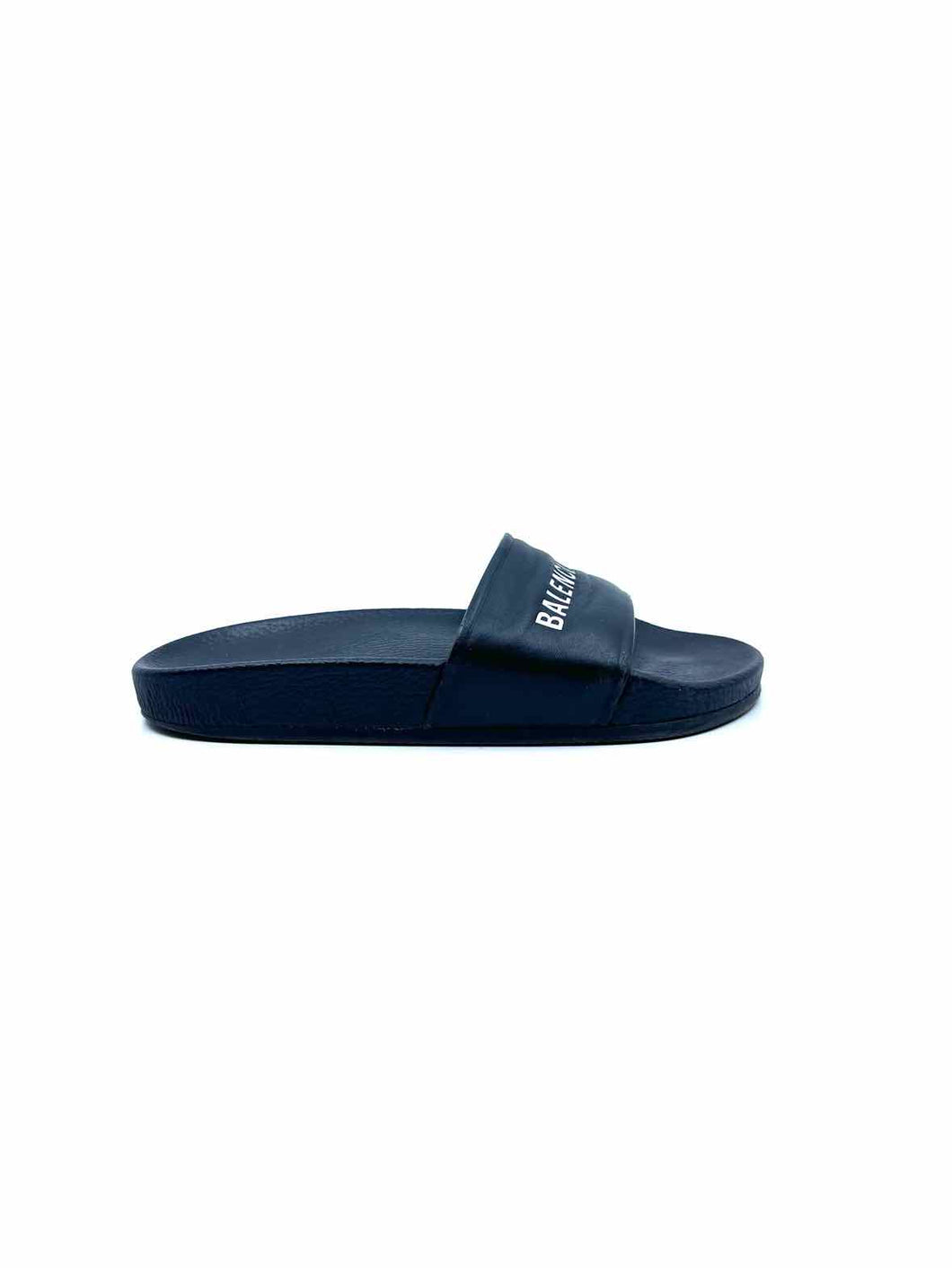 BALENCIAGA Size 6 Black Leather Solid Sandals