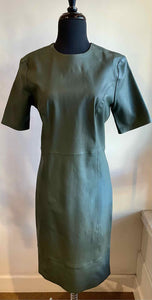 NOUR HAMMOUR Size 44 Green Leather Dress