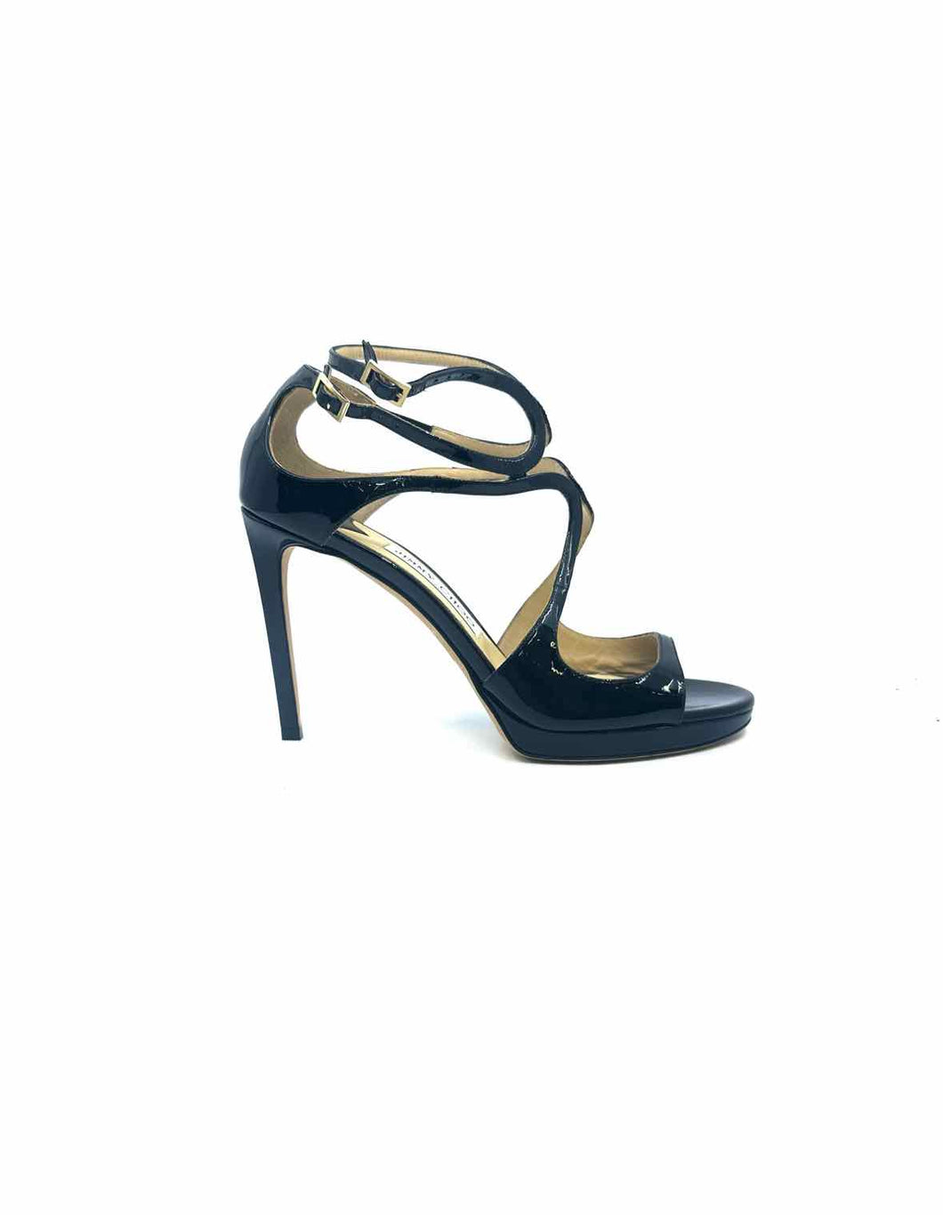 JIMMY CHOO Size 8.5 Black Patent Leather Solid Sandals